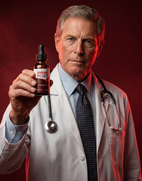 Doctor holding a bottle of Sugar Reset blood sugar support drops